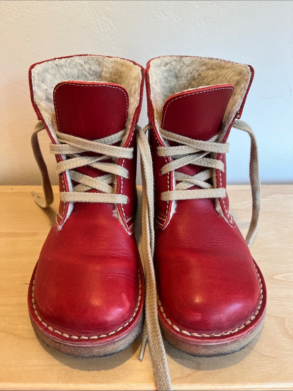 Duckfeet Wool Lined Lace-up Boots in Red - Odense Granate 38 (~7) - Picture 4 of 6